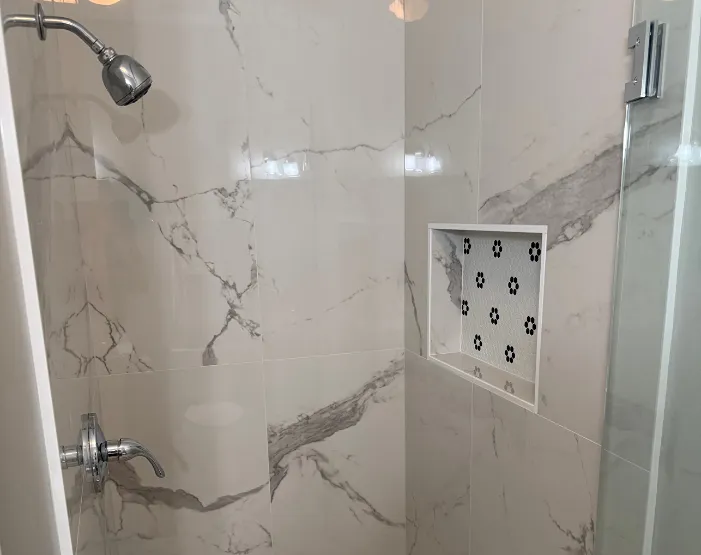 custom tile shower with niche